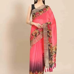 Silk Land Pink Printed Saree With Unstitched Blouse-picture-26