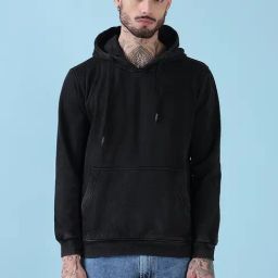Showoff Black Cotton Slim Fit Hooded Sweatshirt-picture-12