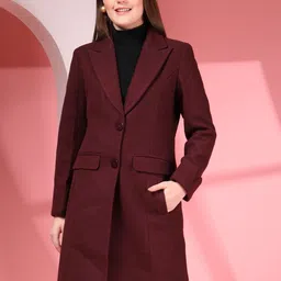 Thirty Threads Women Notched Lapel Collar Longline Overcoat-picture-39