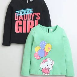 Bumzee Girls Multi Cotton Printed T-Shirt (Pack of 2)-image-55