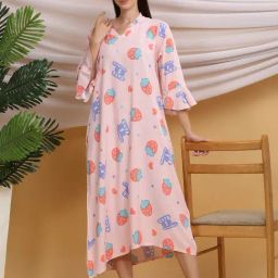 Sweet Dreams Peach Printed Night Dress-image-55