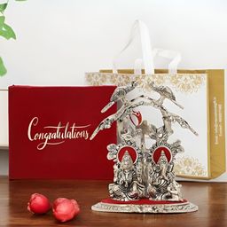 INTERNATIONAL GIFT Silver-Toned Laxmi Ganesh Religious Idol Showpiece-image-101