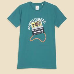 Allen Solly Boys Green Graphic Print Crew Neck T-shirt-image-46