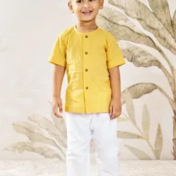 Vastramay Boys Mustard Cotton Regular Fit Kurta Set-picture-21