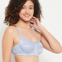 Clovia Blue Plain Full Coverage Bra image 4