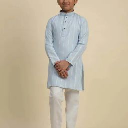 Pro-Ethic Style Developer Boys Blue Cotton Embroidery Full Sleeves Kurta Sets-image-92