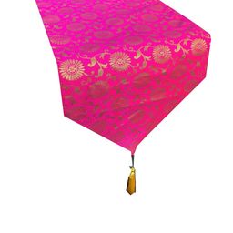 Pink Parrot Pink & Gold Floral Silk Table Runner-image-102