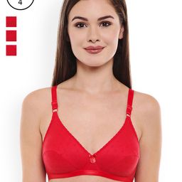 BODYCARE Pack of 4 Red Solid Non-Wired Non-Padded T-shirt Bras E1507RED-image-51