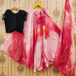 BAESD Girls Foil Print Ready to Wear Lehenga & Blouse With Dupatta-picture-31