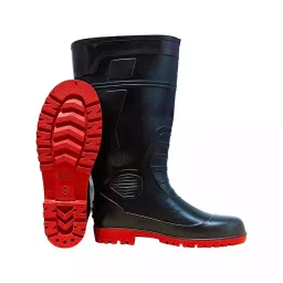Fortune Atlantic-15 Double Density Steel Toe PVC Black & Red Gumboot Size 7-38
