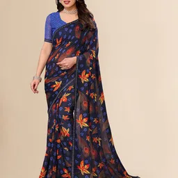 Moda Rapido Floral Printed Beads and Stones Saree-41