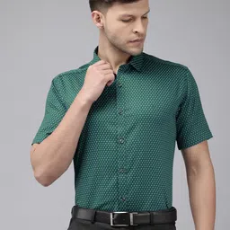 V Dot Slim Fit Printed Formal Shirt-image-22