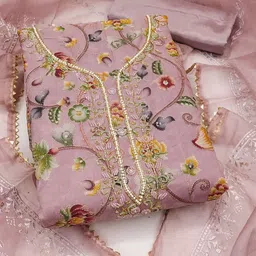 KALINI Printed Organza Unstitched Dress Material-image-90