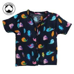 Polka Tots Half Sleeves Bird Printed Vest - Navy Blue-image-60