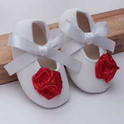 Daizy Rose Applique Ribbon Bow Detailed Booties - White-image-100