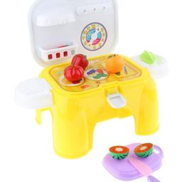 Negocio Fruits Play Kitchen Cooking Set Toys for Children with Sitting Stool - 20 Pieces (Color May Vary)-18