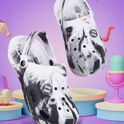 LIBERTY Water Colour Effect Slingback Clogs - Black-image-22