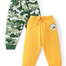 Babyhug Cotton Knit  Full Length Lounge Pants Camouflage & Mountain Print Pack of 2 - Multicolour-image-93