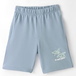 Evimo Looper Knit Knee Length Shorts with Text Print - Grey-picture-23
