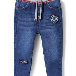 Kookie Kids Cotton Lycra Denim Jeans With Tipping Rib & Badge Detailing - Blue-image-21