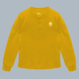 Kiddopanti Cotton Full Sleeves Brand Name Printed Tee - Mustard-picture-16