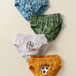 Bodycare Cotton Knit Briefs With Football Print Pack Of 4 - Multicolour-image-87