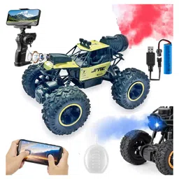 Super Toy Remote Control Monster Car with 360p Camera, 1:18 Scale 2WD All Terrain RC Rock Crawler Car Mist Smoke Spray for Kids Stunt Truck, Rechargeable Battery High-Speed Off-Road Vehicle - Multicolor-picture-34