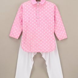 Dapper Dudes Full Sleeves Floral Embroidered Kurta & Pyjama Set - Pink-image-3