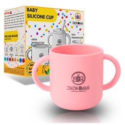 ZoZoBaa Silicone Baby Drinking Open Cup with Two Handles | Multipurpose Tiny Cups for Infant's First Stage Training | Bpa-Free, Unbreakable Non Sippy Cup for Toddlers (Pink)- 160 ml-17