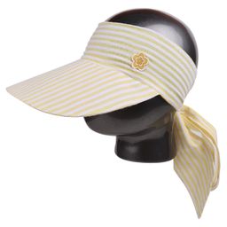 Tipy Tipy Tap Striped & Floral Patch Detailed Tie Up Visor Cap - Yellow - 52cm-95