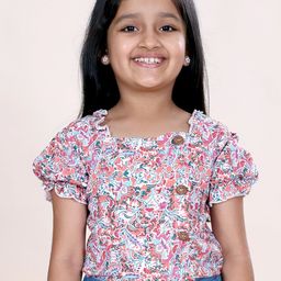 KiddoPanti Floral Printed Puff Sleeve Top-24