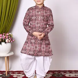 AHLAN APPARELS Boys Ethnic Motifs Printed Regular Sequinned Kurta with Patiala-72