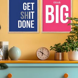 Kotart Brown, Pink & Blue 2 Pieces Typography Wooden Wall Arts-picture-32