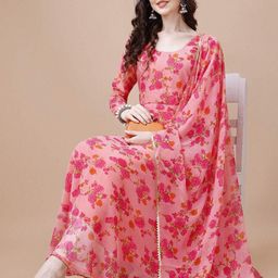 Krunal Raiyani Women Floral Printed Anarkali Kurta-image-73