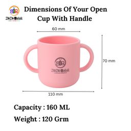 ZoZoBaa Silicone Baby Drinking Open Cup with Two Handles | Multipurpose Tiny Cups for Infant's First Stage Training | Bpa-Free, Unbreakable Non Sippy Cup for Toddlers (Pink)- 160 ml image 3