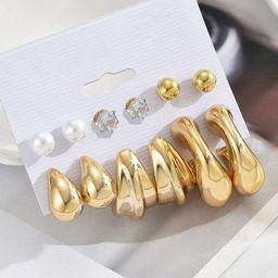 GOLDIWALA Set Of 6 Gold-Plated Spherical Shaped Studs-16