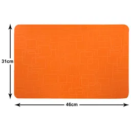 Kuber Industries 6-Pcs Orange-Color Square Design Rectangle Anti-Slip Table Placemats image 3