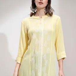 Vishudh Mandarin Collar Embroidered Tunic-26