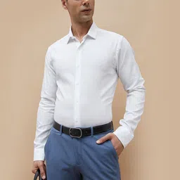 CODE by Lifestyle Men Slim Fit Spread Collar Solid Cotton Casual Shirt-22