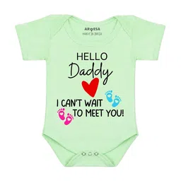 Arvesa Hello Daddy I can't Wait To Meet You Printed Bodusuit-93