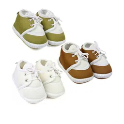 NESKA MODA 6 To 12 Months 3 Pair Combo Skin Friendly Soft Cotton Lace Shoes/ Booties-image-96