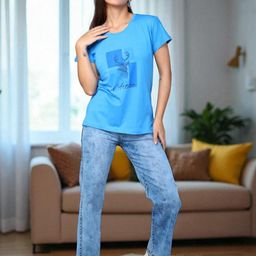 DressBerry Women Blue Cotton Tshirts-picture-46