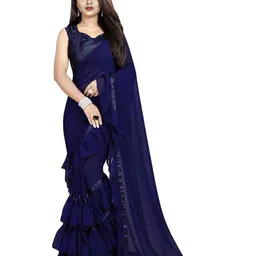 limtd Solid Ruffle Saree-image-11