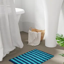 STELLAR HOME Maimi Teal Blue & Navy Blue Textured 1500 GSM BathRugs-picture-7