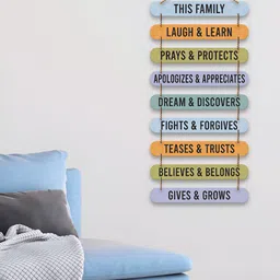 ArtVibes Grey & Blue Printed Wooden Wall Hangings-19