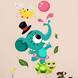 LANSTICK Pink & Green Printed Self-Adhesive WallStickers-image-24