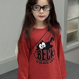 LULU & SKY Girls Printed V-Neck Applique T-shirt-image-41