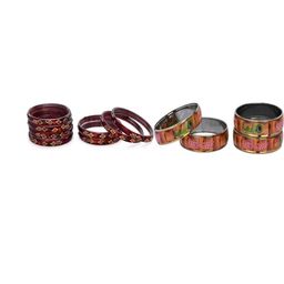 1ST TIME Set Of 12 Maroon Alloy Artificial Stones & Beads Antique Bangles-picture-31