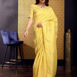 DIVASTRI Embellished Beads and Stones Silk Blend Tussar Saree-image-68
