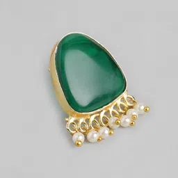 Anouk Gold-Plated Artificial Stones Studded & Beaded Geometric Shaped Studs image 4